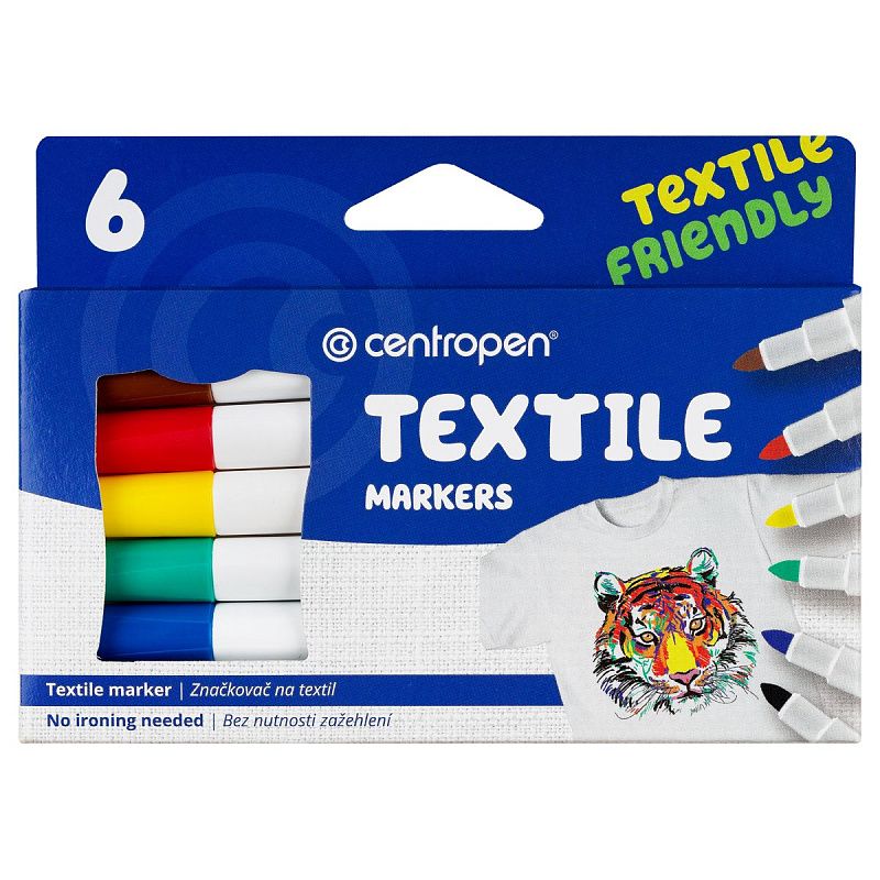 Набор маркеров для ткани Centropen "Textil Marker 2739" 06цв., 1,8мм, картон. уп., европодвес 