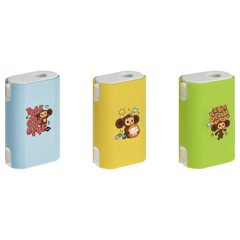 Точилка пластиковая Мульти-Пульти "Чебурашка" 1 отверстие, контейнер, ассорти 