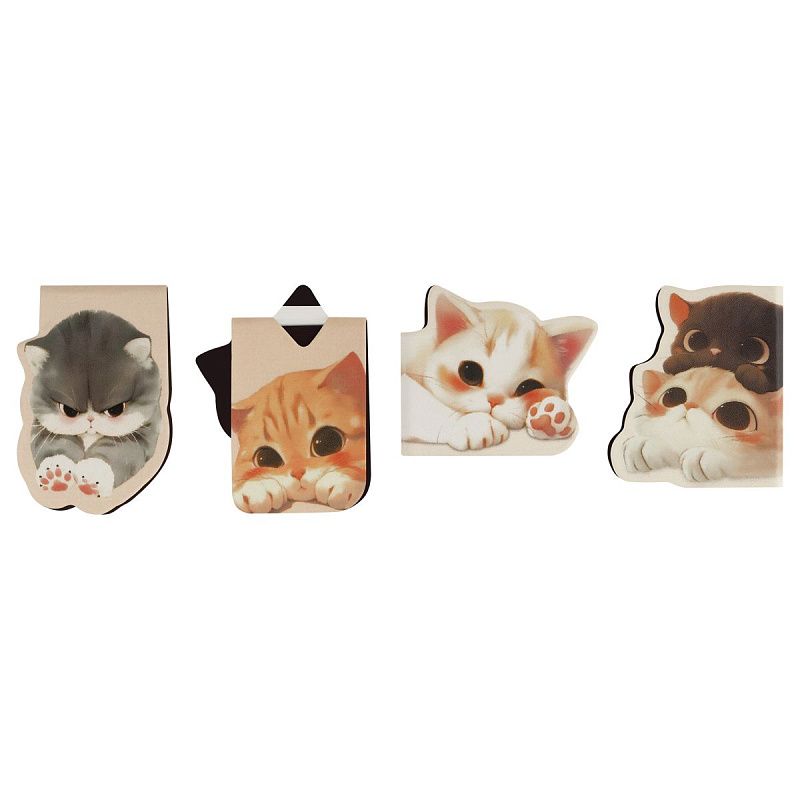 Закладки магнитные для книг, 4шт., MESHU "Cute kittens", матовая ламинация 