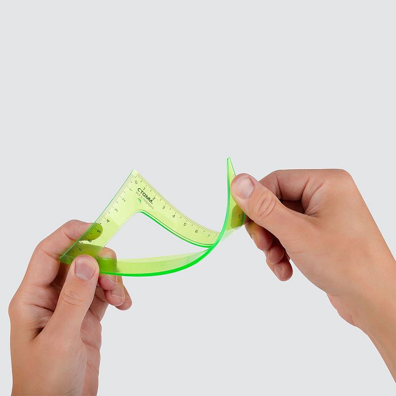 Треугольник 30°, 13см СТАММ, пластиковый, гибкий, прозрачный, зеленый, европодвес 