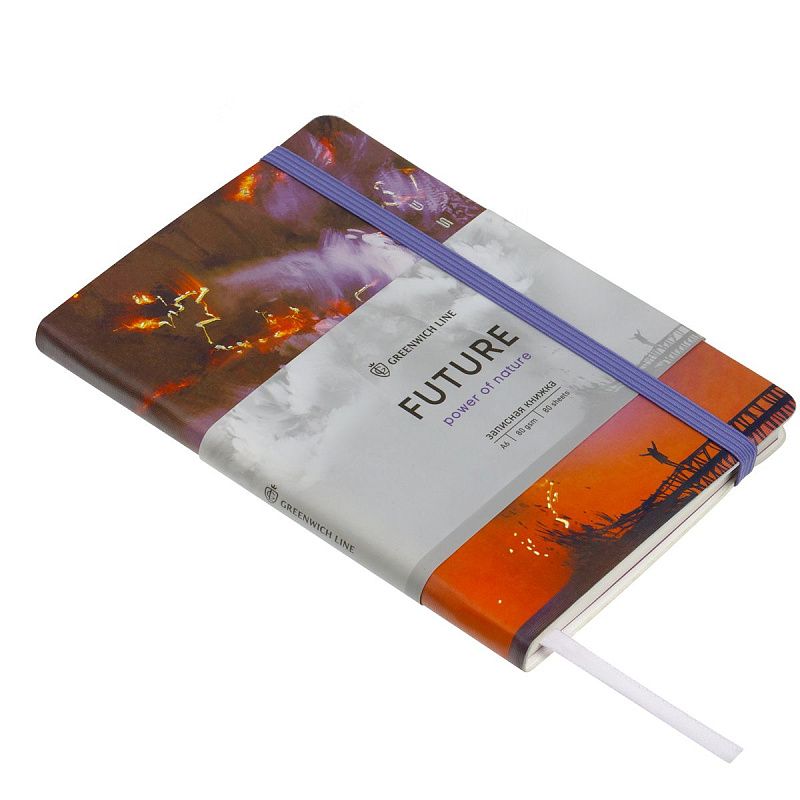 Записная книжка А6 80л. ЛАЙТ, кожзам, Greenwich Line "Power of nature", с резинкой, тиснение фольгой, блок в клетку