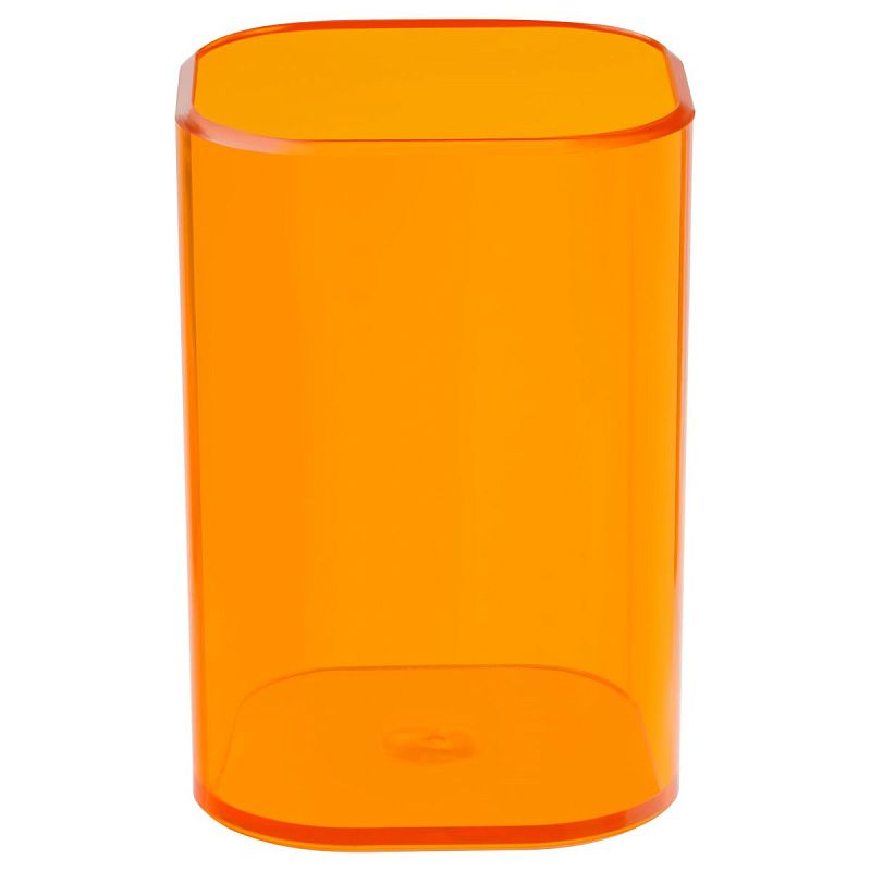 Подставка-стакан СТАММ "Фаворит", пластиковая, квадратная, тонированная оранжевая