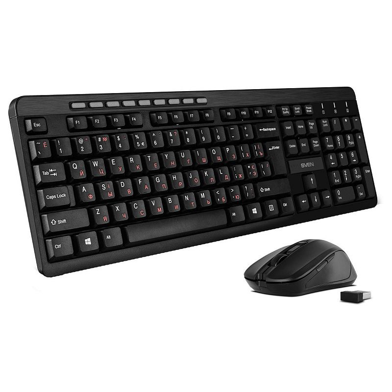 Комплект беспроводной клавиатура + мышь Sven KB-C3400W, USB, черный
