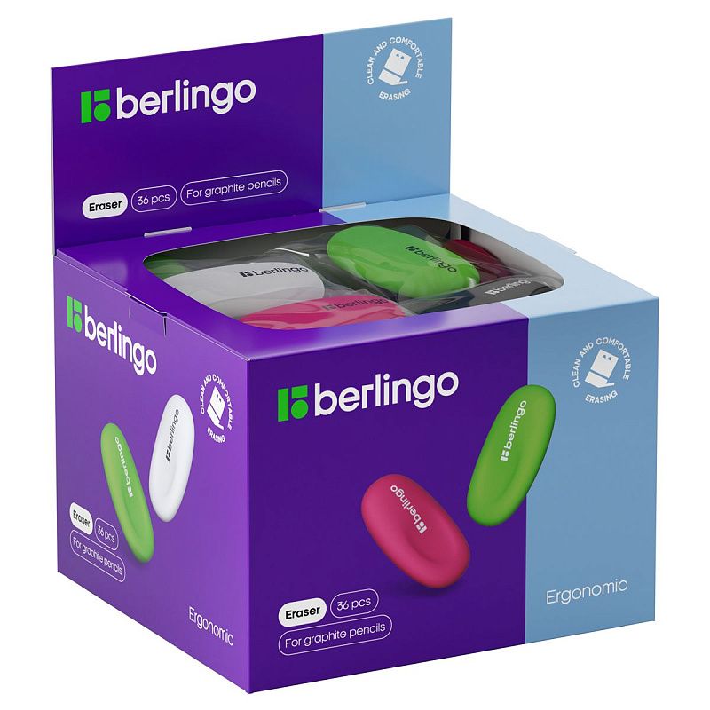 Ластик Berlingo "Ergonomic", овальный, термопластичная резина, 50*30*8мм 