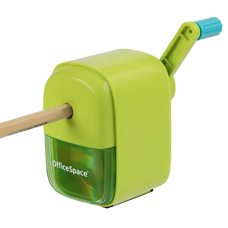 Точилка механическая OfficeSpace, пласт. корпус, зеленая, инд. упаковка 