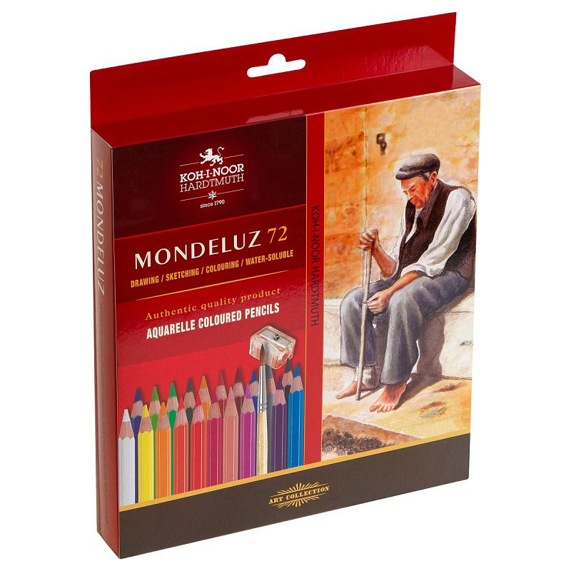 Карандаши акварельные Koh-I-Noor "Mondeluz Old Man", 72цв., заточен., кисть+точилка, картон, европодвес