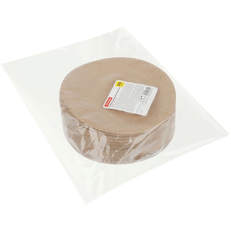 Тарелки одноразовые бумажные OfficeClean, набор 100шт., крафт, 180мм