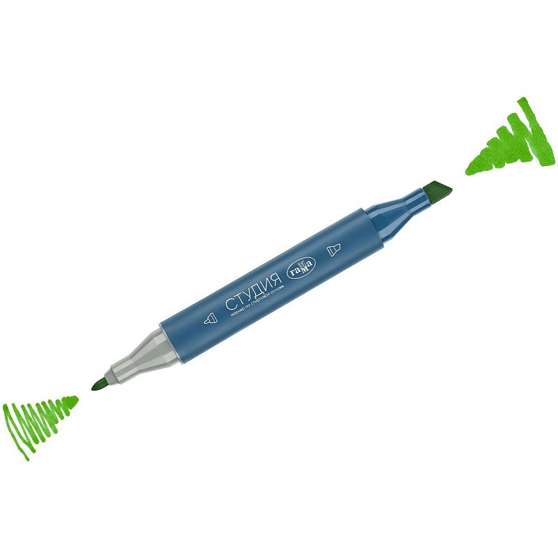 Маркер двусторонний для скетчинга Гамма "Студия", зеленый палевый, корпус трехгранный, пулевид./клиновид. наконечники