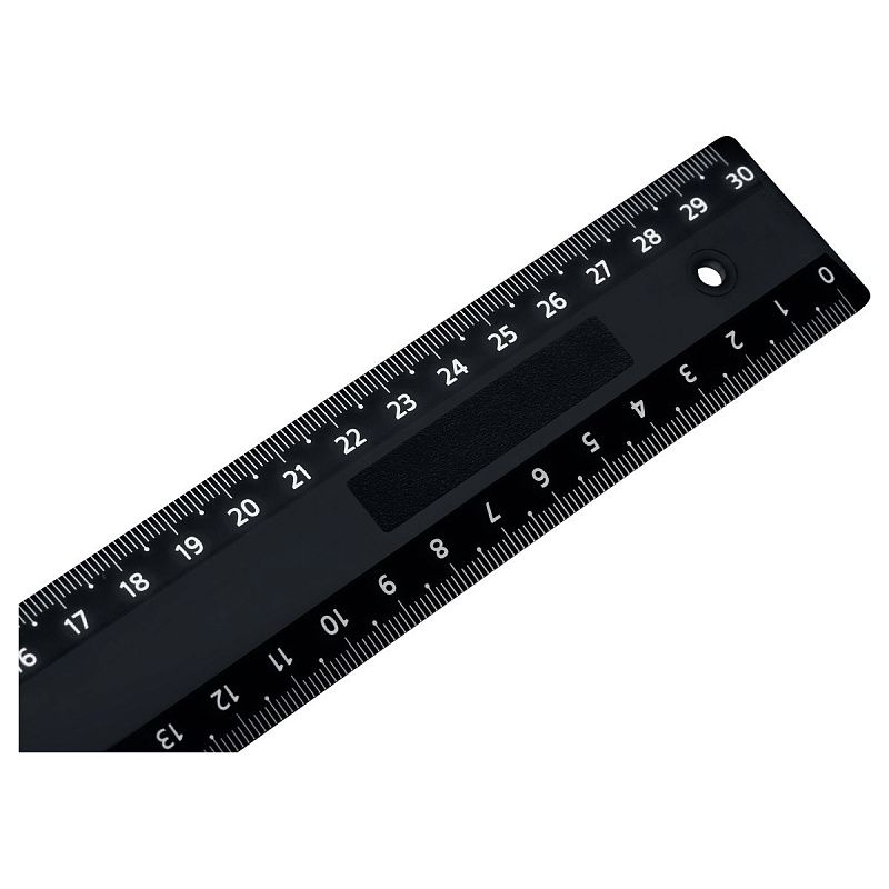 Линейка 30см СТАММ, пластиковая, 2 шкалы, непрозрачная, черная, европодвес 