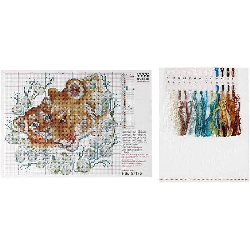 Набор для вышивания крестиком ТРИ СОВЫ "Нежность", 14*16см, пакет с европодвесом