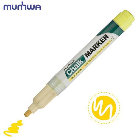 Маркер меловой MunHwa "Chalk Marker" желтый, 3мм, спиртовая основа, пакет 
