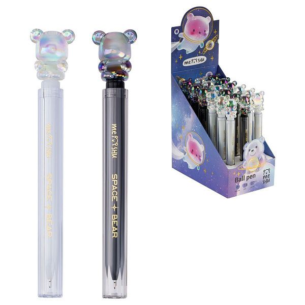 Ручка шариковая MESHU "Space Bear" синяя, 0,7мм, корпус ассорти