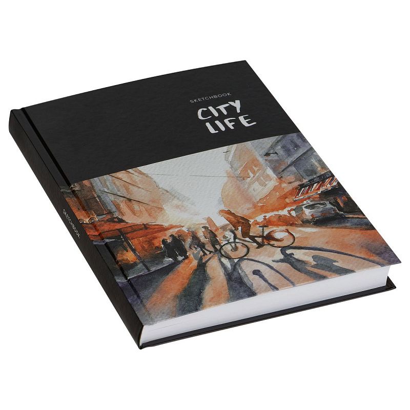 Скетчбук 100л. А5 7БЦ BG "City life", глянцевая ламинация, 100г/м2