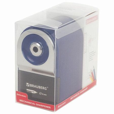 Точилка механическая BRAUBERG "ORIGINAL", для чернографитных и цветных карандашей, крепление к столу, корпус синий, 228480 