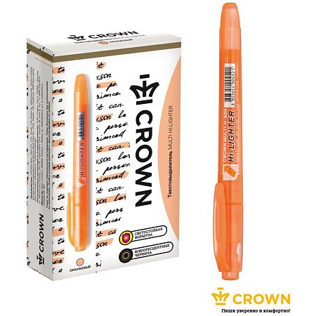 Текстовыделитель Crown "Multi Hi-Lighter" оранжевый, 1-4мм 
