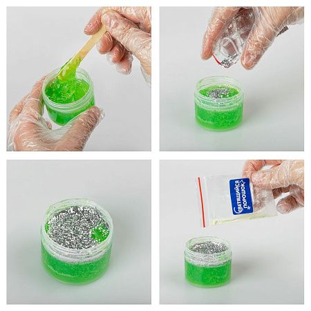 Набор для создания слайма ТРИ СОВЫ Slime party "Кото-пришельцы", зеленый, наполнение - блестки, светится в темноте, аромат бабл гам, картонная коробка