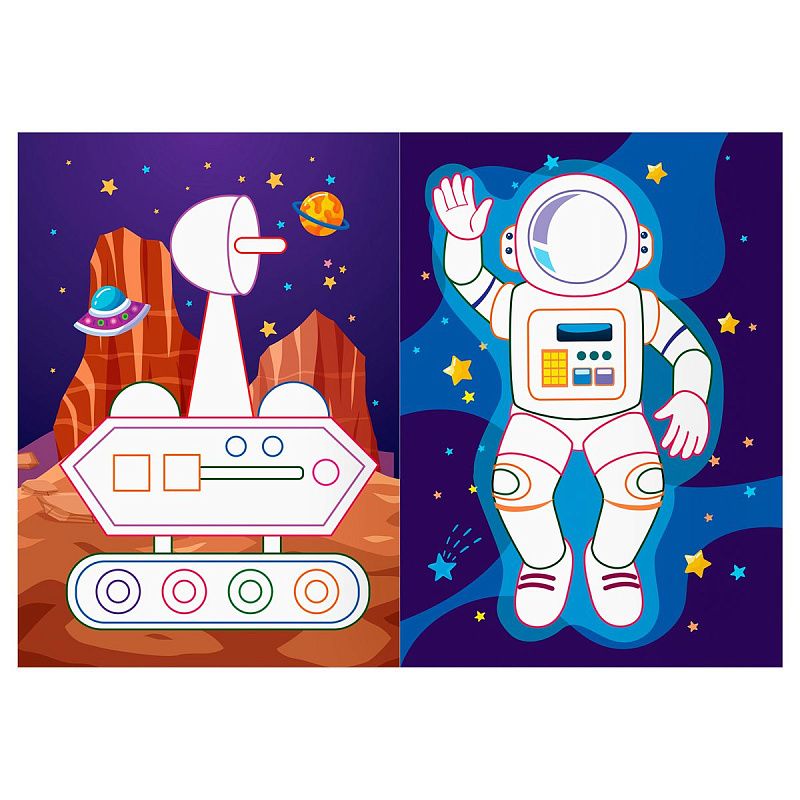 Раскраска А5 ТРИ СОВЫ "Хочу в космос", 8стр., цветной фон