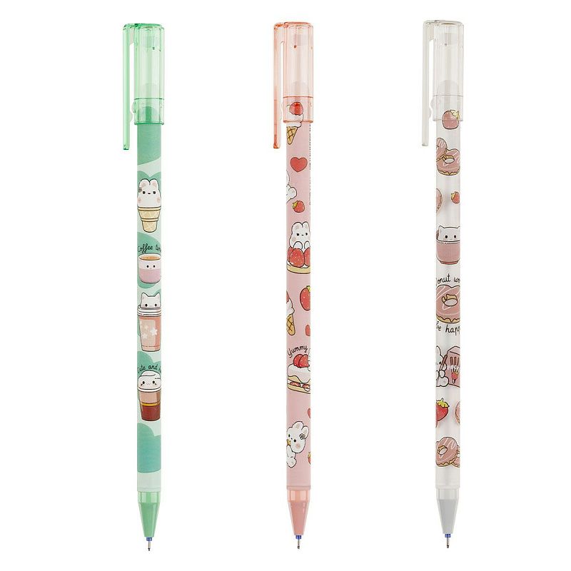 Ручка гелевая стираемая MESHU "Cute sweets" синяя, 0,5мм, корпус ассорти 