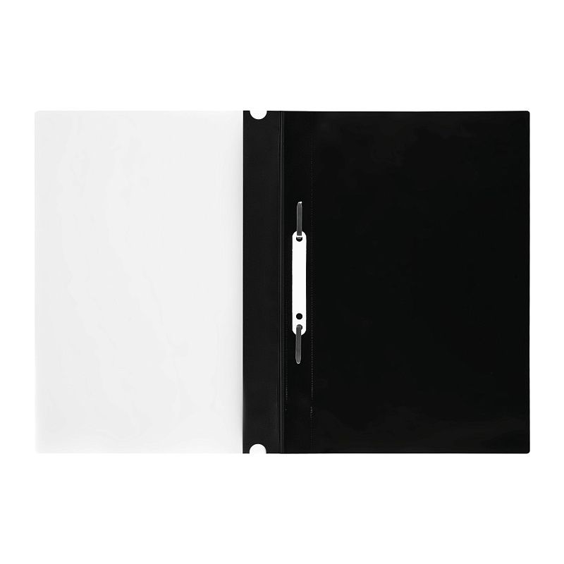 Папка-скоросшиватель пластик. перф. СТАММ А4, 160мкм, черная с прозр. верхом 