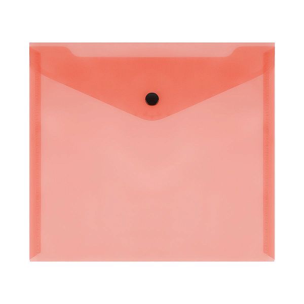 Папка-конверт на кнопке СТАММ А5+, 150мкм, пластик, прозрачная, красная