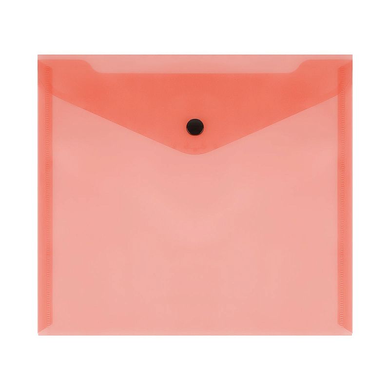 Папка-конверт на кнопке СТАММ А5+, 150мкм, пластик, прозрачная, красная