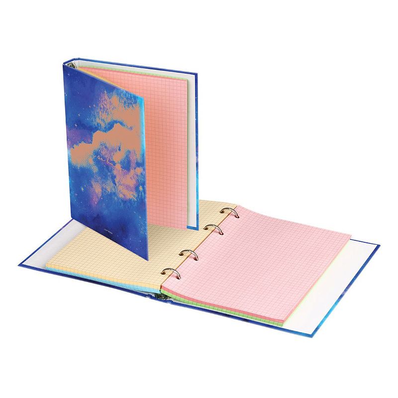 Тетрадь на кольцах А5, 200л., BG "Очень занят", 4 цвет. блок, глянцевая ламин., выб. лак