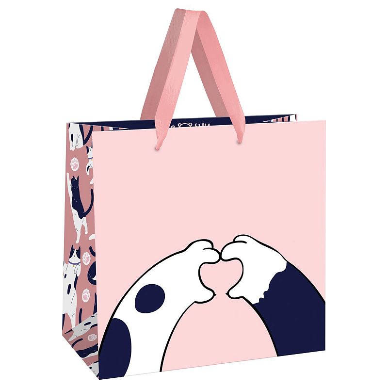 Пакет подарочный 20*20*10см MESHU "Paws", фольга, матовая ламинация