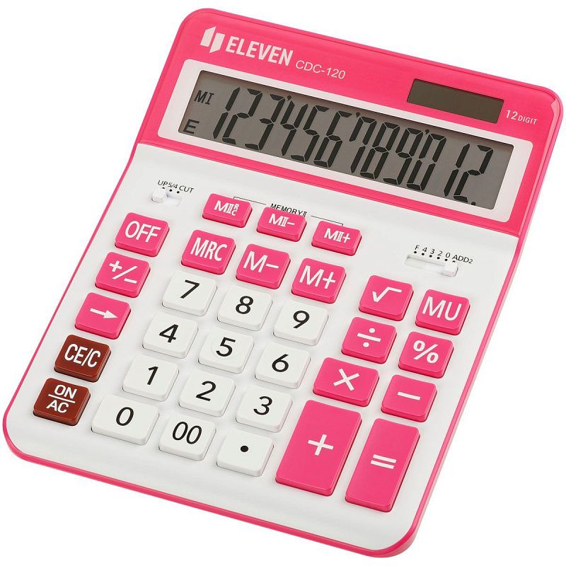 УЦЕНКА - Калькулятор настольный Eleven CDC-120-WH/RD, 12 разрядов, двойное питание, 155*206*38мм, белый/красный (осн 365648)