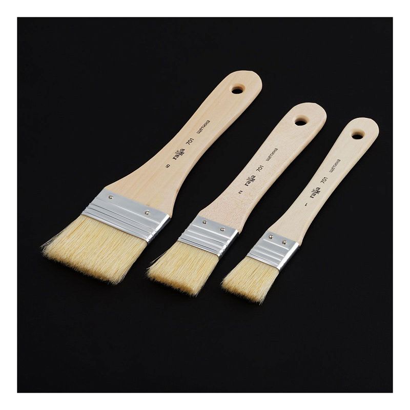 Набор художественных флейцев щетина Гамма, 3шт., №1, 2, 5