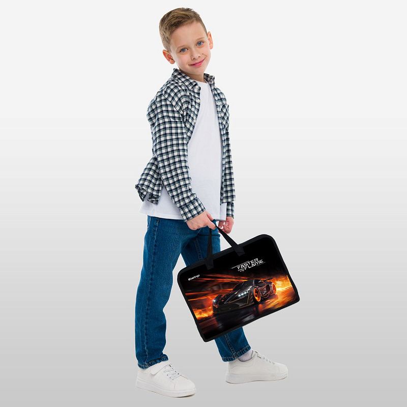 Папка с ручками 1 отделение, А4 Berlingo "Faster Than The Flame", 340*245*75мм, пластик, на молнии 