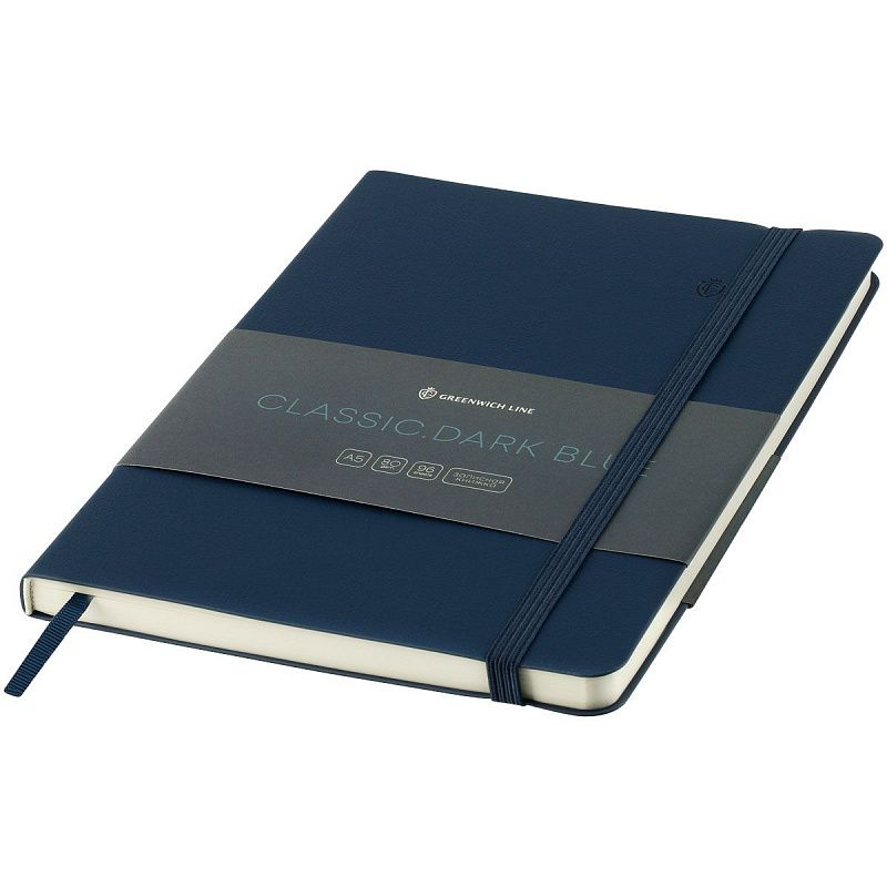 Записная книжка А5 96л. ЛАЙТ, кожзам, Greenwich Line "Classic. Dark blue", с резинкой, блок без линовки