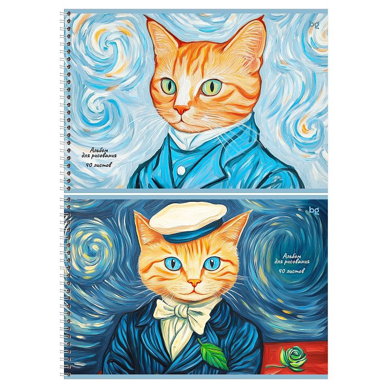 Альбом для рисования 40л., А4, на гребне BG "Ван Кот", выб. лак