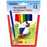 Фломастеры Centropen "Пингвины", 12цв., смываемые, картон, европодвес