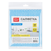 Салфетки для уборки OfficeClean, 10шт., вискоза, перфорированные, волна, 34*38см