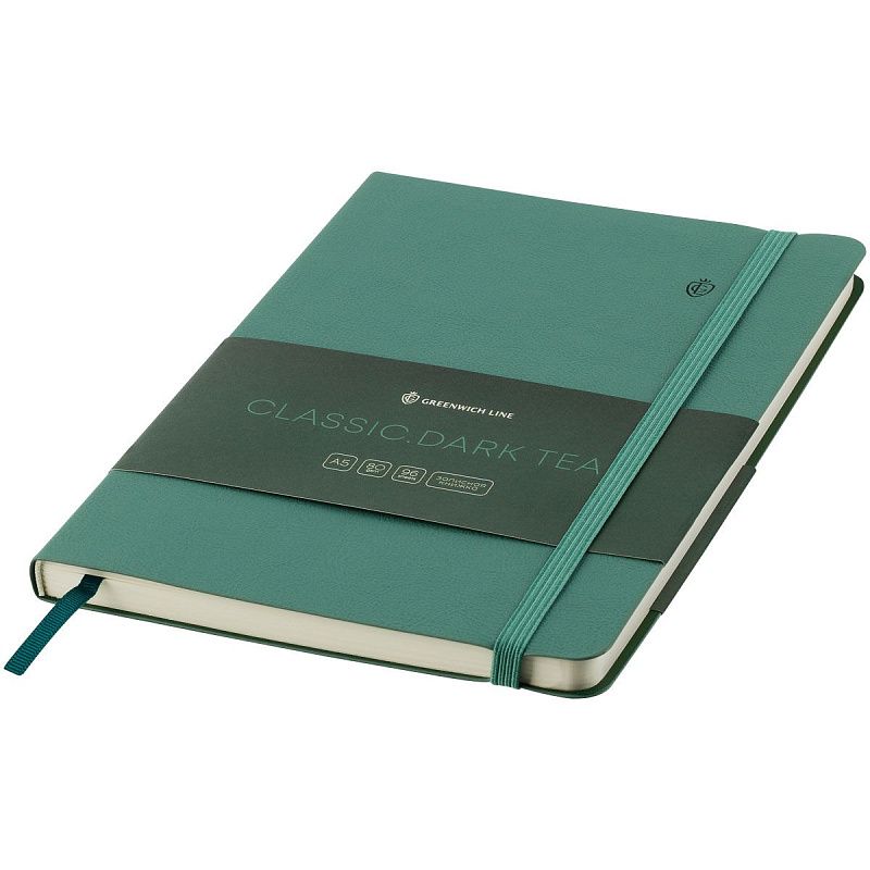 Записная книжка А5 96л. ЛАЙТ, кожзам, Greenwich Line "Classic. Dark teal", с резинкой, блок без линовки