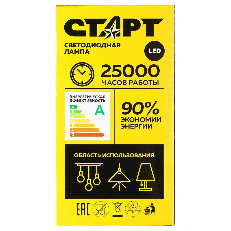 Лампа светодиодная Старт LED, серия "WS" 10W30, тип А "груша", E27, 2700К, теплый свет, 25000ч