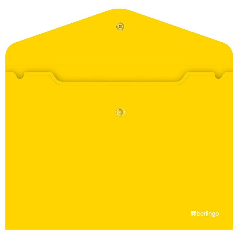 Папка-конверт на кнопке Berlingo "City Style", А4, 200мкм, непрозрачная, желтая 