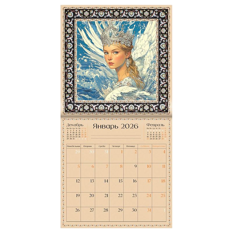 Календарь настенный перекидной на скрепке, 290*290 мм 12л. BG "Сказки", 2026г.