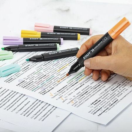 Набор текстовыделителей STAFF "Basic Budget HL-02P", 6 ЦВЕТОВ, ПАСТЕЛЬ, линия письма 1-5 мм, 152297 
