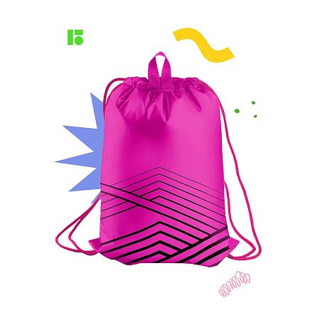 Мешок для обуви 1 отделение Berlingo "Pink geometry", 360*470мм, карман на молнии 