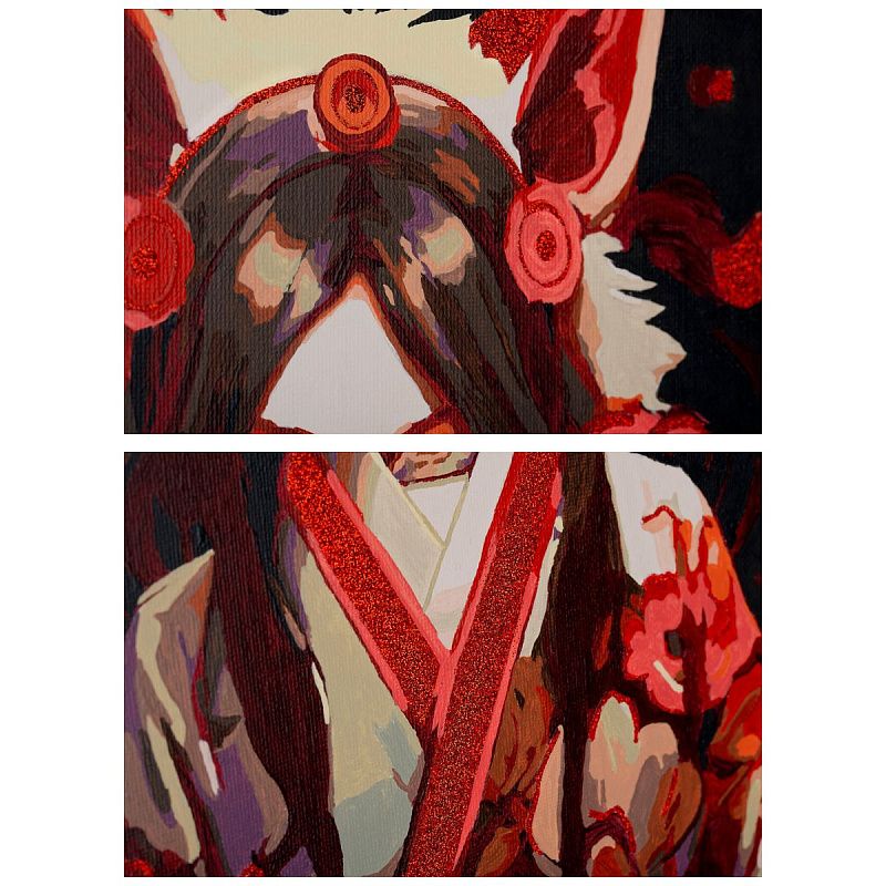 Картина по номерам на холсте с глиттером ТРИ СОВЫ "Аниме", 30*40, с акриловыми красками и кистями