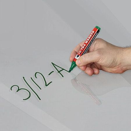 Маркер перманентный ULTRA MARKER, ЗЕЛЕНЫЙ, 3,5 мм, с клипом, BRAUBERG, 152207 