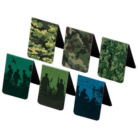 Закладки для книг МАГНИТНЫЕ, "MILITARY", набор 6 шт., 35х25 мм, BRAUBERG, 113164 
