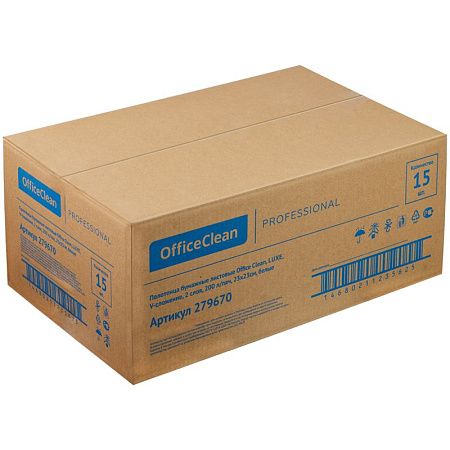 Полотенца бумажные лист. OfficeClean Professional(V-сл) (Н3), 2-слойные, 200л/пач., 23*23см, белые, люкс 