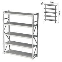 картинка Стеллаж металлический грузовой ПРАКТИК "MS Pro", 2500х1800х600 мм, 5 полок (КОМПЛЕКТ) от магазина