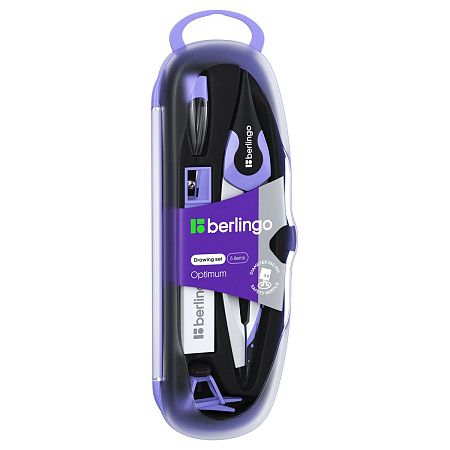 Готовальня Berlingo "Optimum", 5 предметов, циркуль 135мм, пластиковый футляр 
