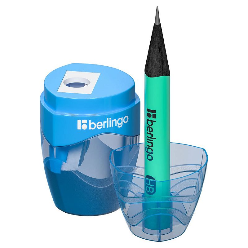 Точилка пластиковая Berlingo "Triangle" 1 отверстие, контейнер, ассорти, дисплей 