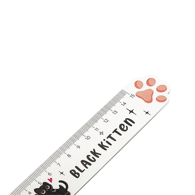 Линейка 15см MESHU "Paw", деревянная,  ассорти, европодвес 