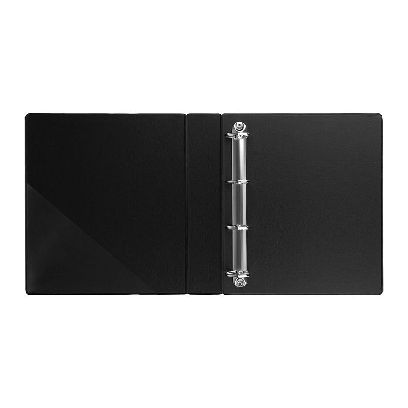 Папка на 4 кольцах OfficeSpace, панорама, 65мм, ПВХ, черная 