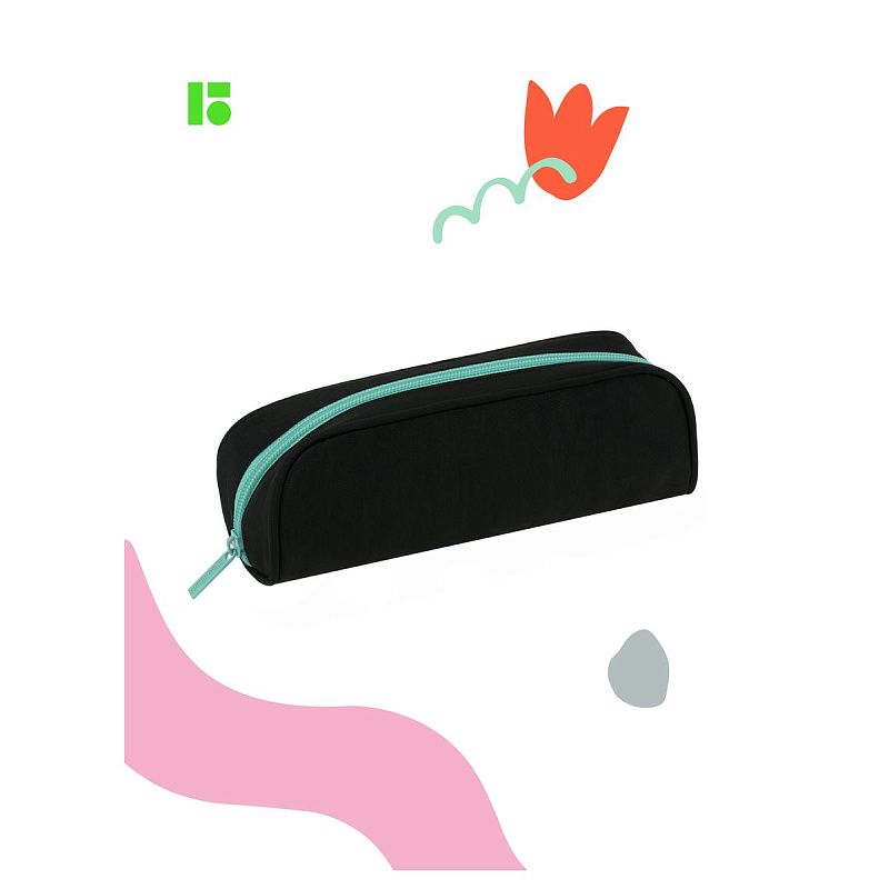 Пенал-косметичка 1 отделение, 220*75*55 Berlingo "Blue zip", полиэстер 